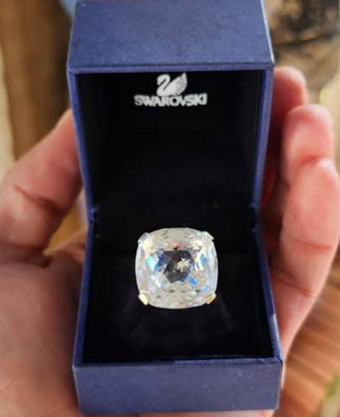 Swarovski silver crystal dress ring, size 6