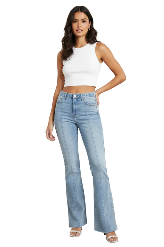 Max light blue stretch wide leg jeans, size 10