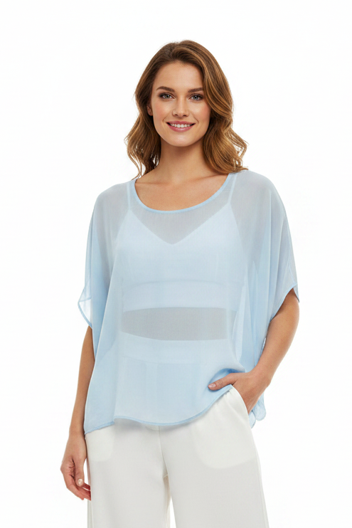 Moochi baby blue chiffon top, size 8