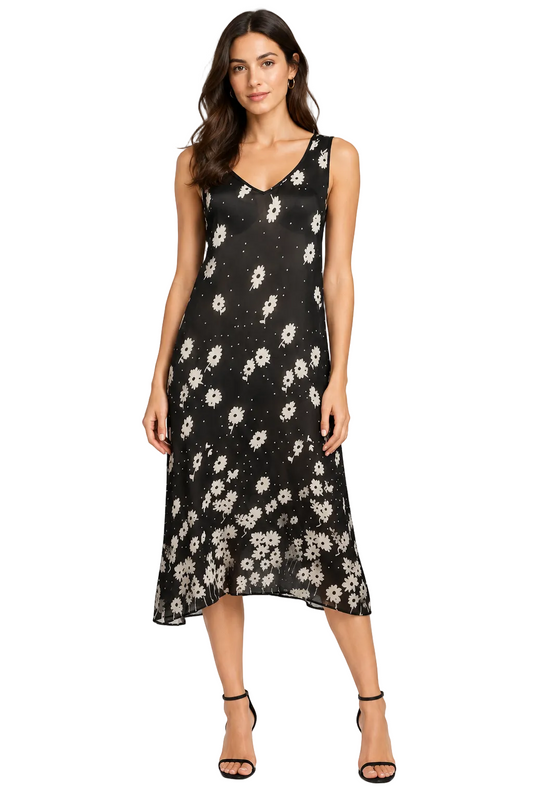 Kilt black & white floral dress, size 8/10