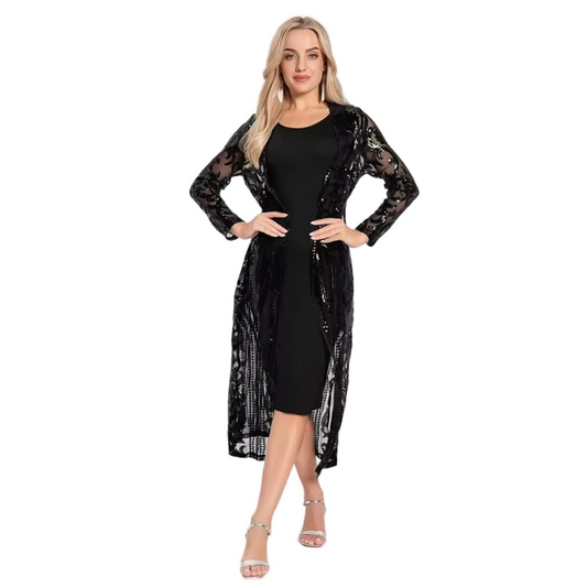 NEW black sequin coat, size 10-18