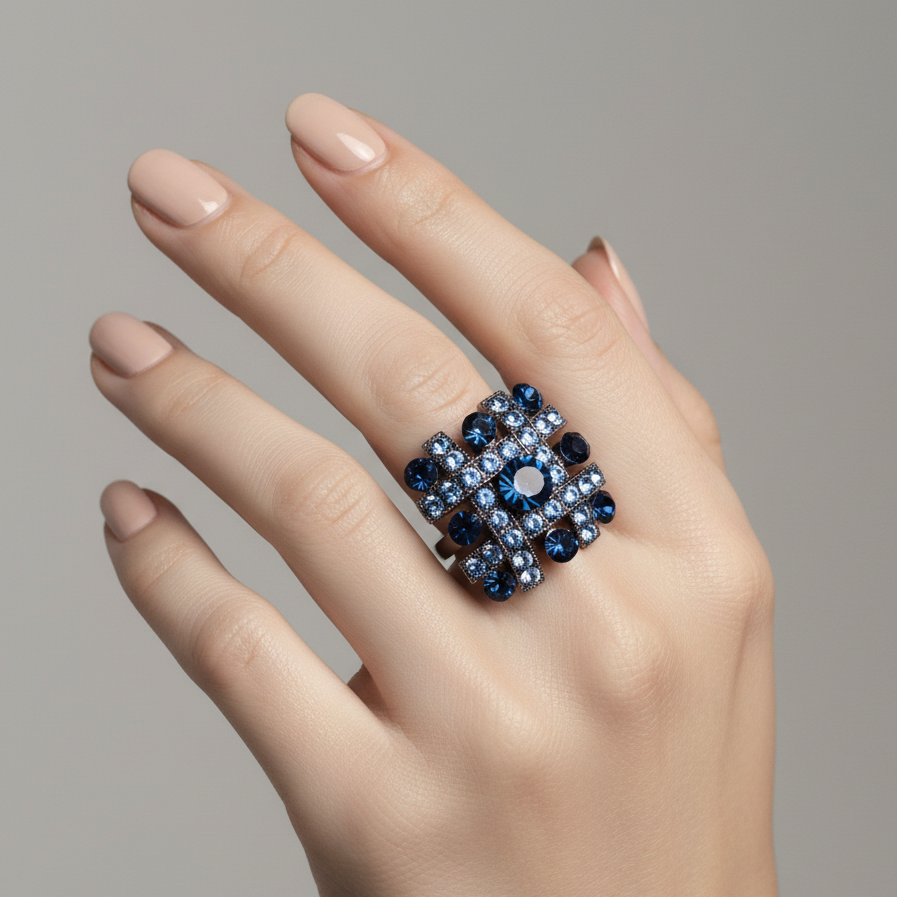 New Sim sapphire cz ring, adjustable