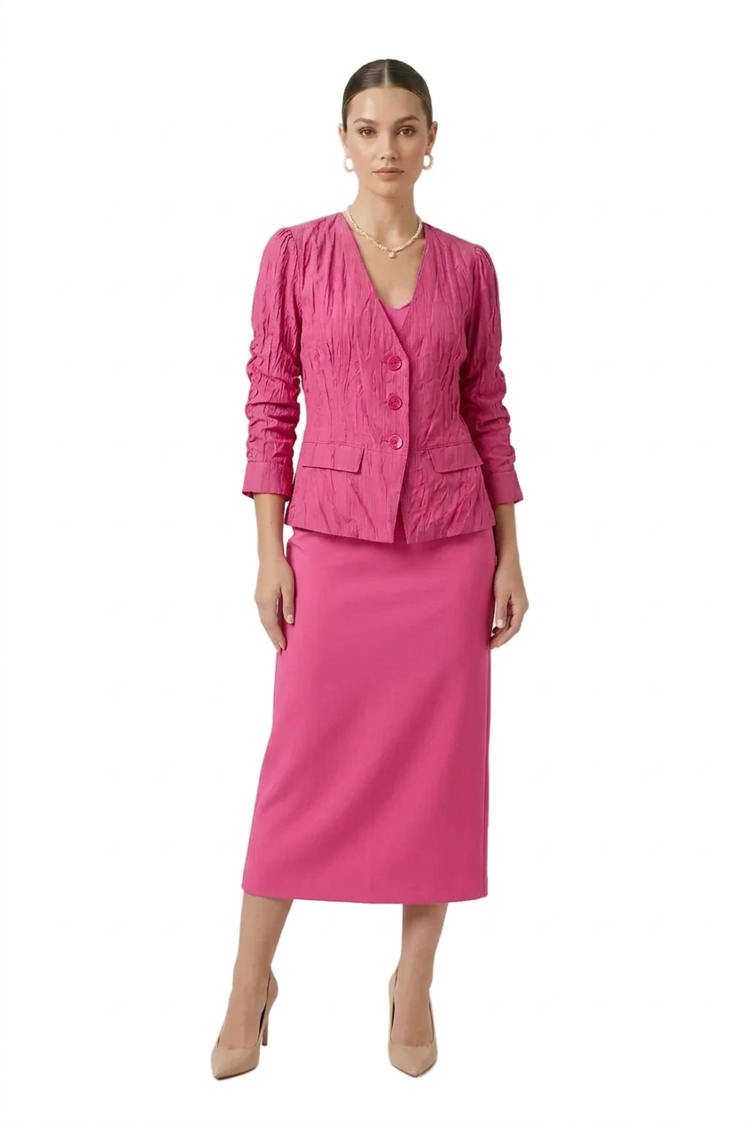 Annah S pink, purple heart formal jacket, size 8