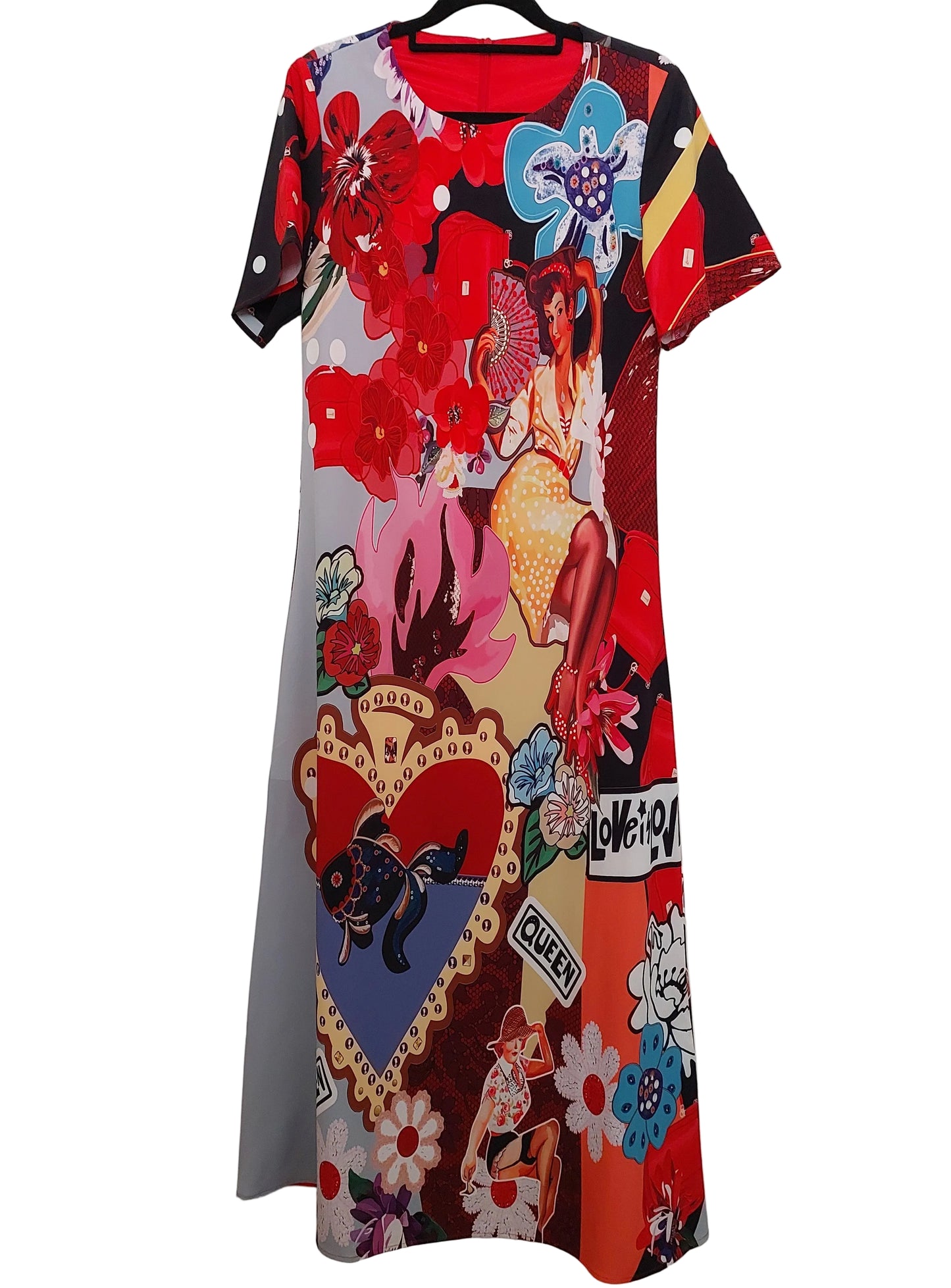 Colourful maxi dress, size 10-HIRE