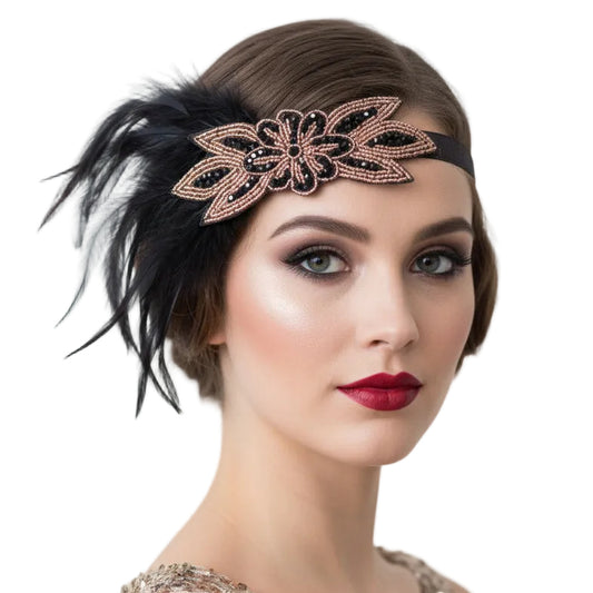 Black & gold Flapper /Gatsby/headband, HIRE or BUY
