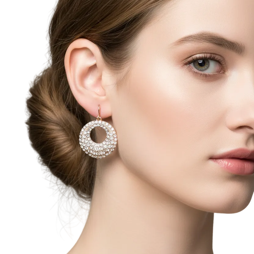 Gold cz plated drop earrings