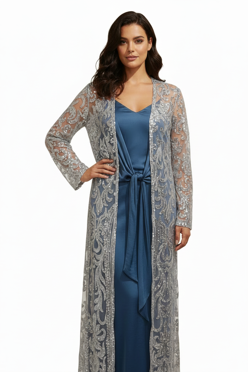 Blue silky party dress, size 12/14