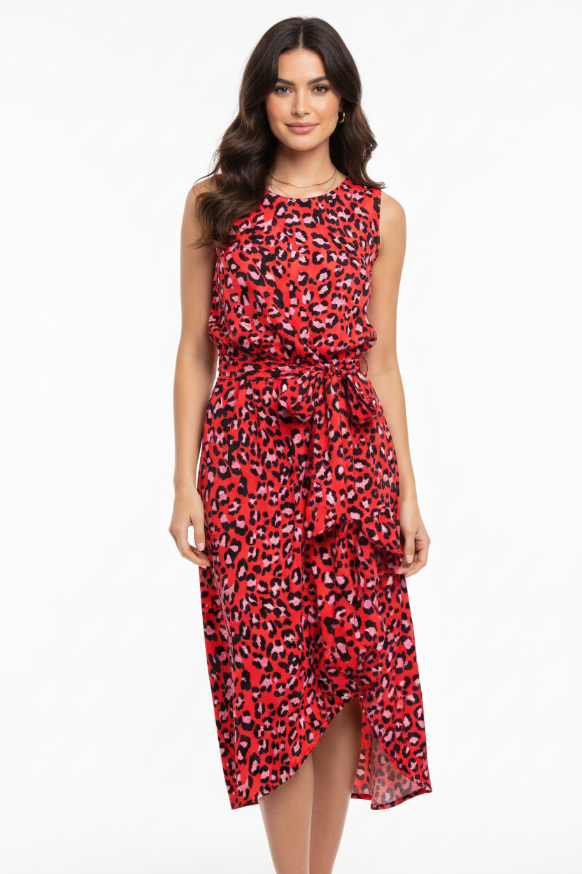 Seduce red animal print dress, size 8