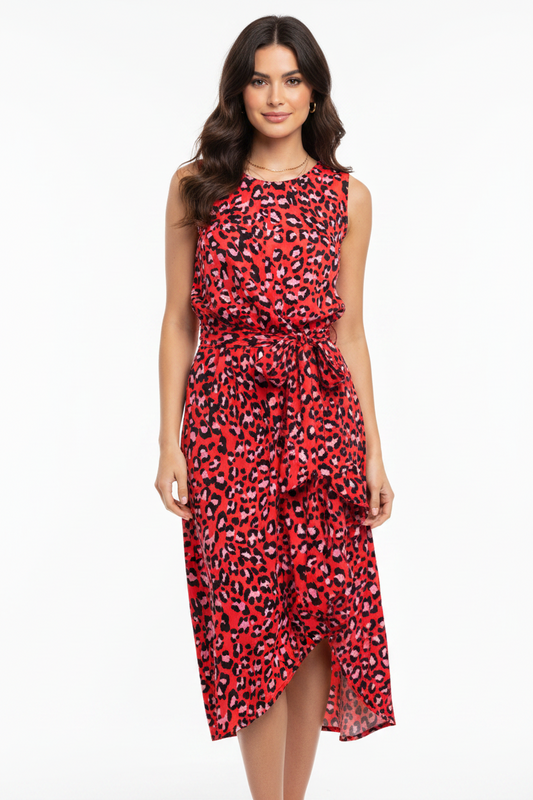 Seduce red animal print dress, size 8