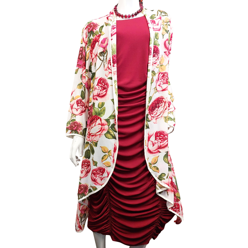 JELLICOE pink floral kimono/coat, size L fits 16+