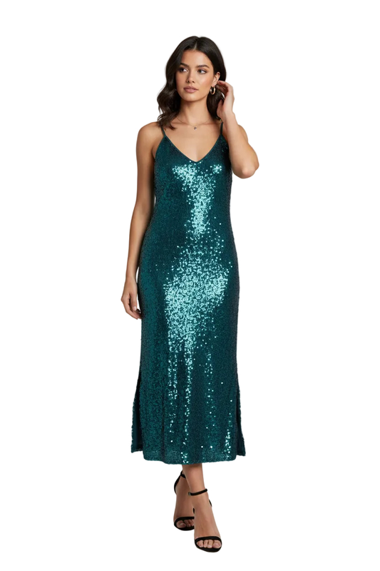Coop teal green sequin dress, size S, size 10
