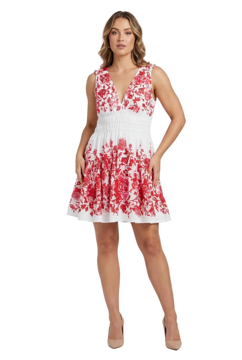 Aje pink & white floral mini dress, size 14, retail  $549