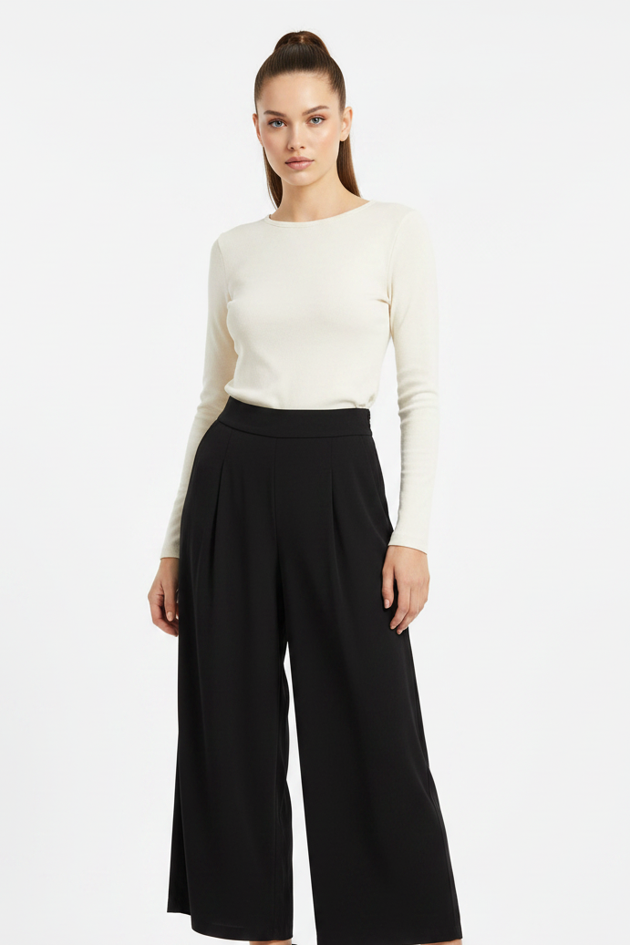 New Two by Two black chiffon wide leg pants, size 10-HIRE