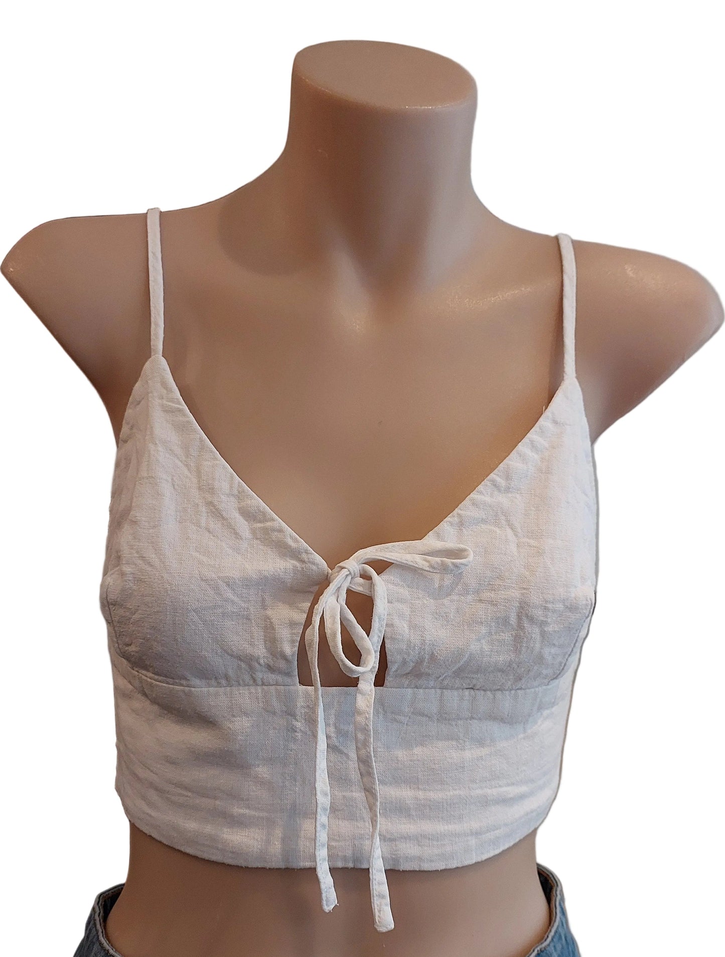 Glassons white linen crop top, size 8