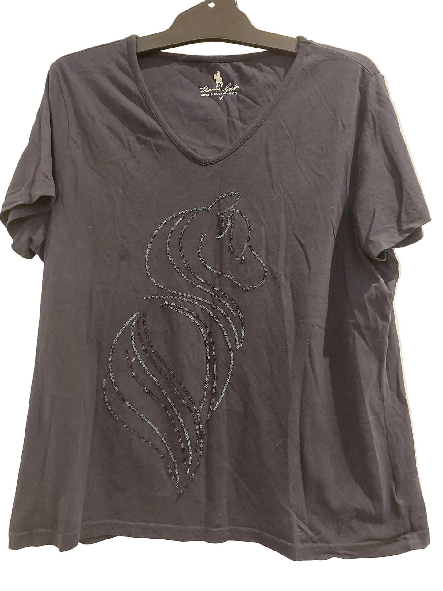Thomas Cook navy sequin horse T shirt/top, size 16
