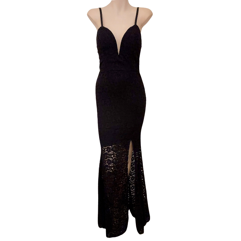 Black Italian lace formal dress, size 8