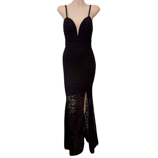 Black Italian lace formal dress, size 8