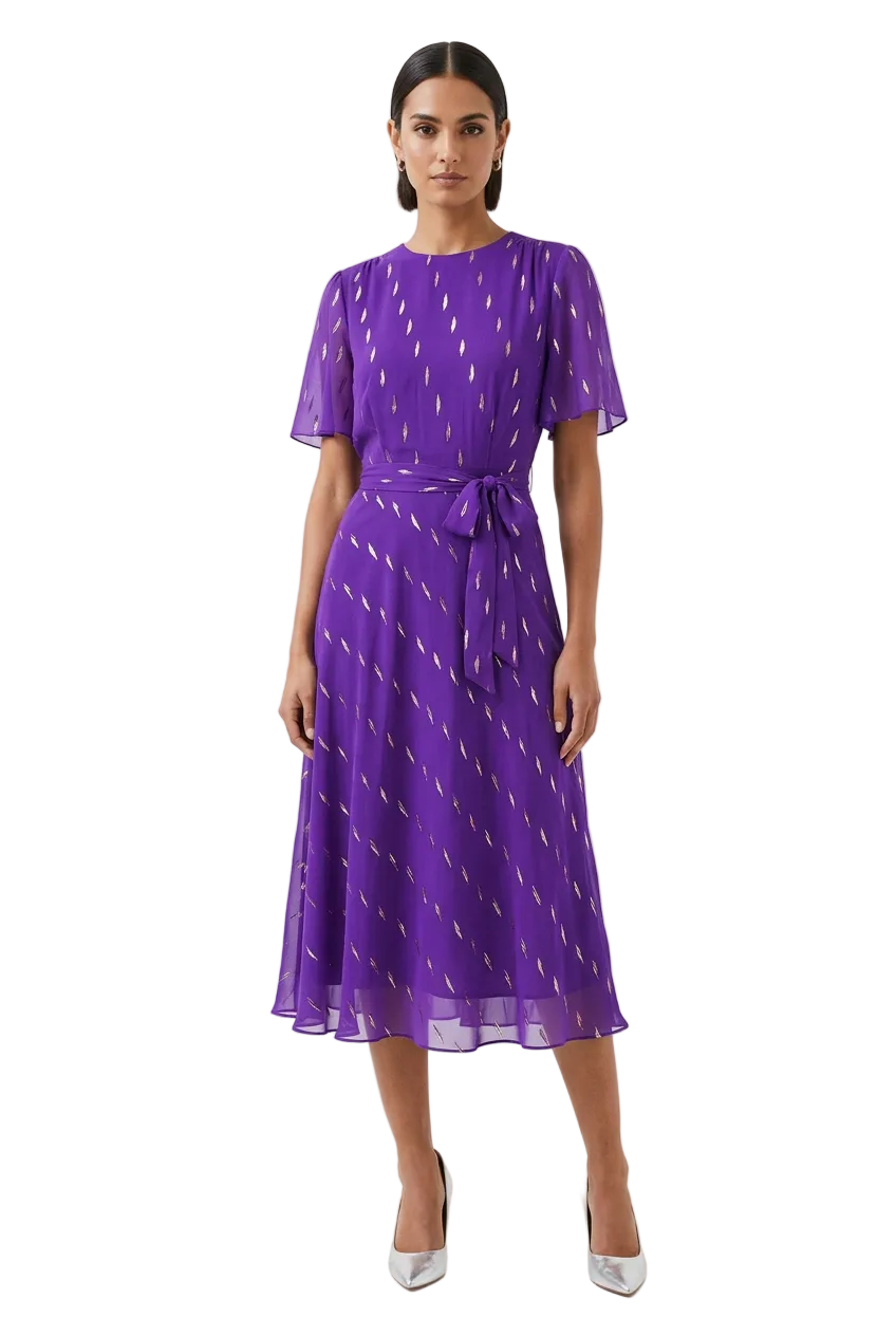 LK Bennett purple/ silver dress, size 10-12