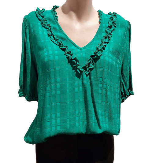 Loobies Story emerald green viscose top size 10