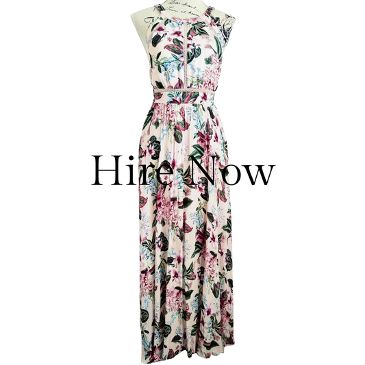 Forever New pink floral maxi dress size 10 HIRE ONLY