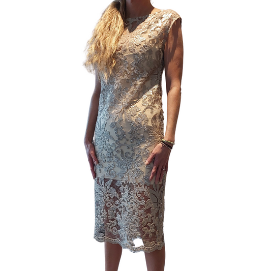 Repertoire beige lace slip dress-size 8/10