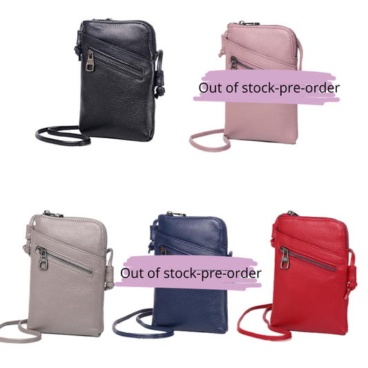 NEW leather cross body bags, red & black in stock, PRE-ORDER OTHERS