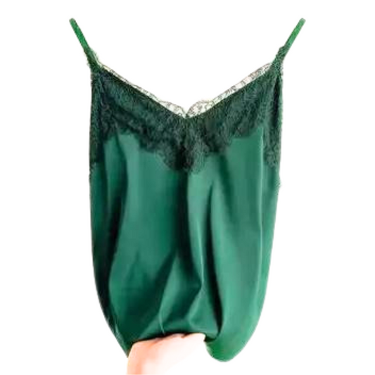 NEW green lace silky camisole, size 10
