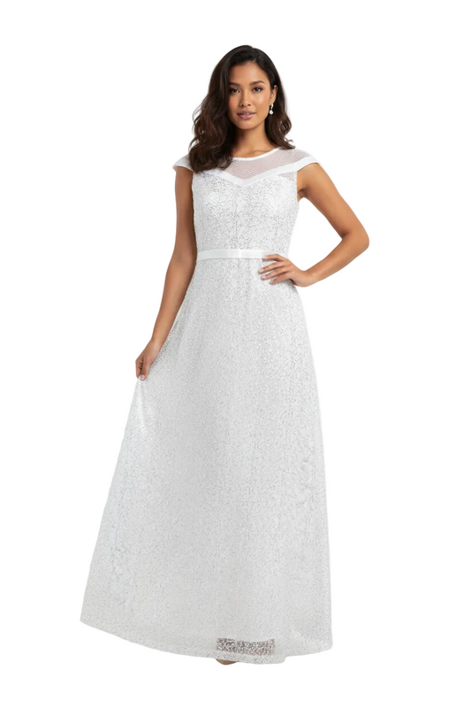 White & silver ball/wedding dress, size 10
