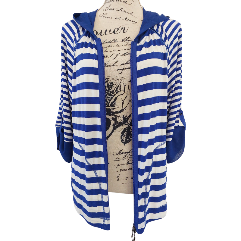 Rush blue & white striped jacket,  size 14