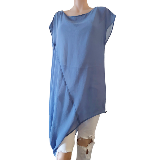 Repertoire blue chiffon layering top, size 10/12