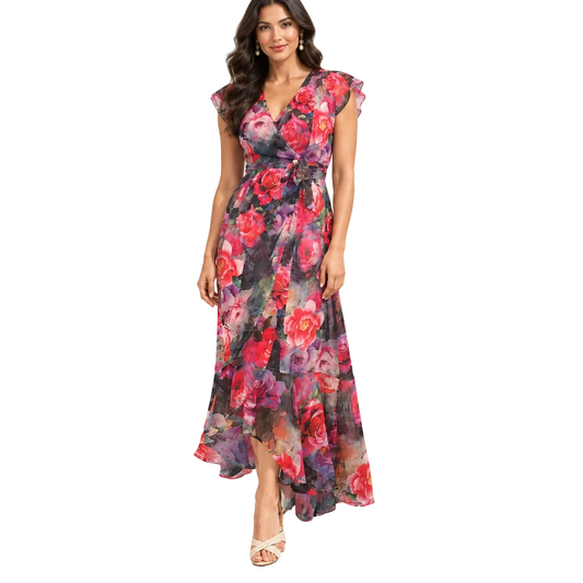 Annah S floral wrap dress, size M/12