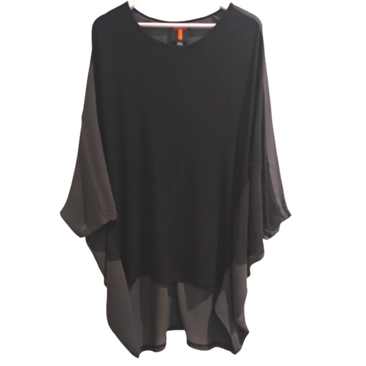 T black & grey chiffon top size 14
