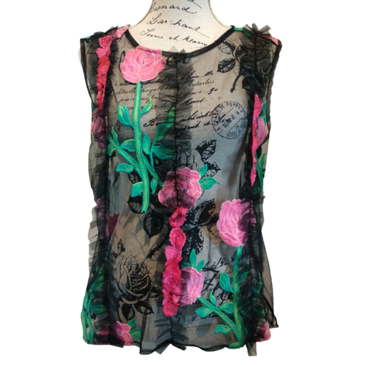 Trelise Cooper sheer embroidered top size 14