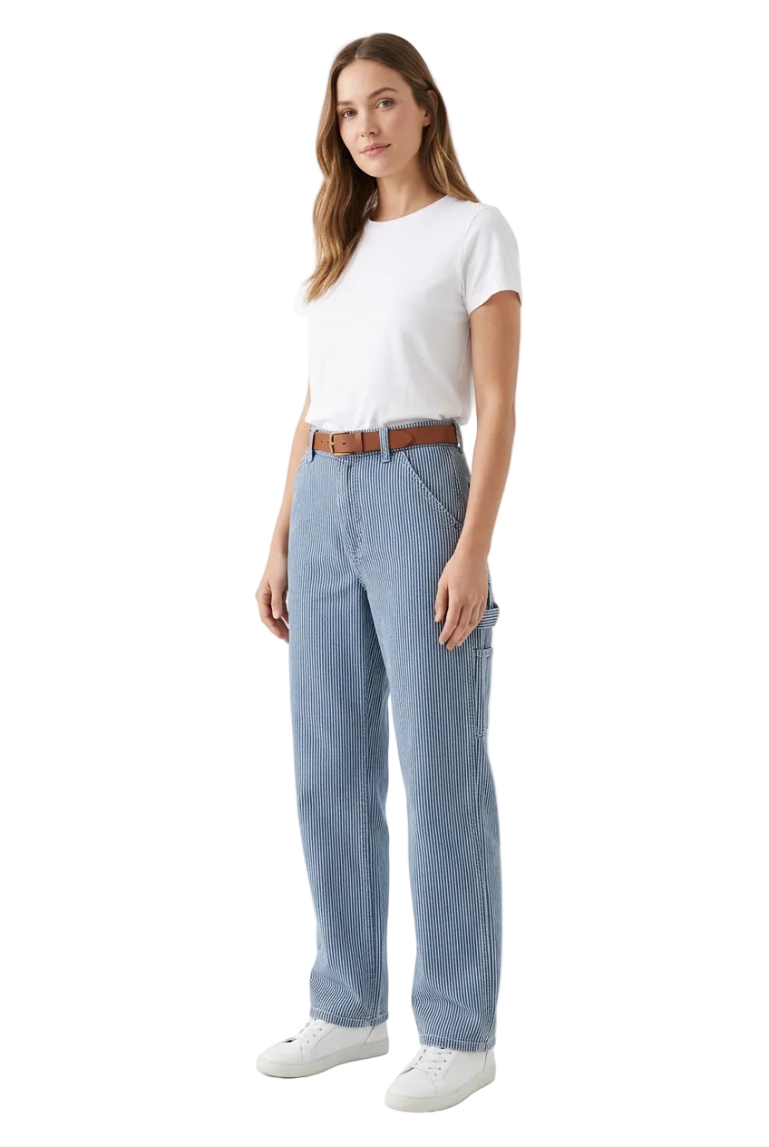 Cotton On blue & white pinstriped jeans, size 6