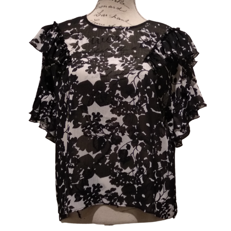 NEW Molly Bracken black & white top-L 12/14