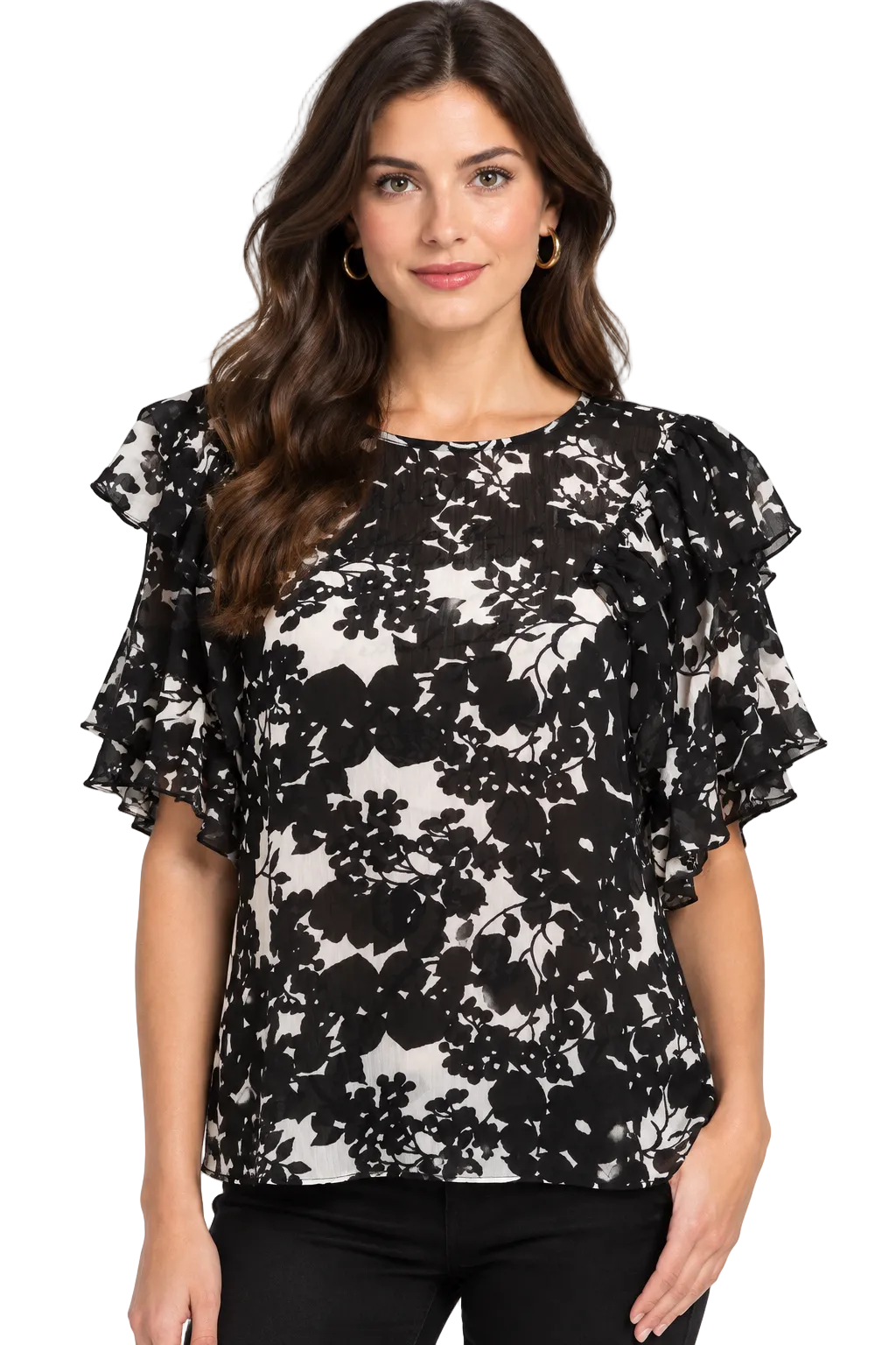 NEW Molly Bracken black & white top-L, 12
