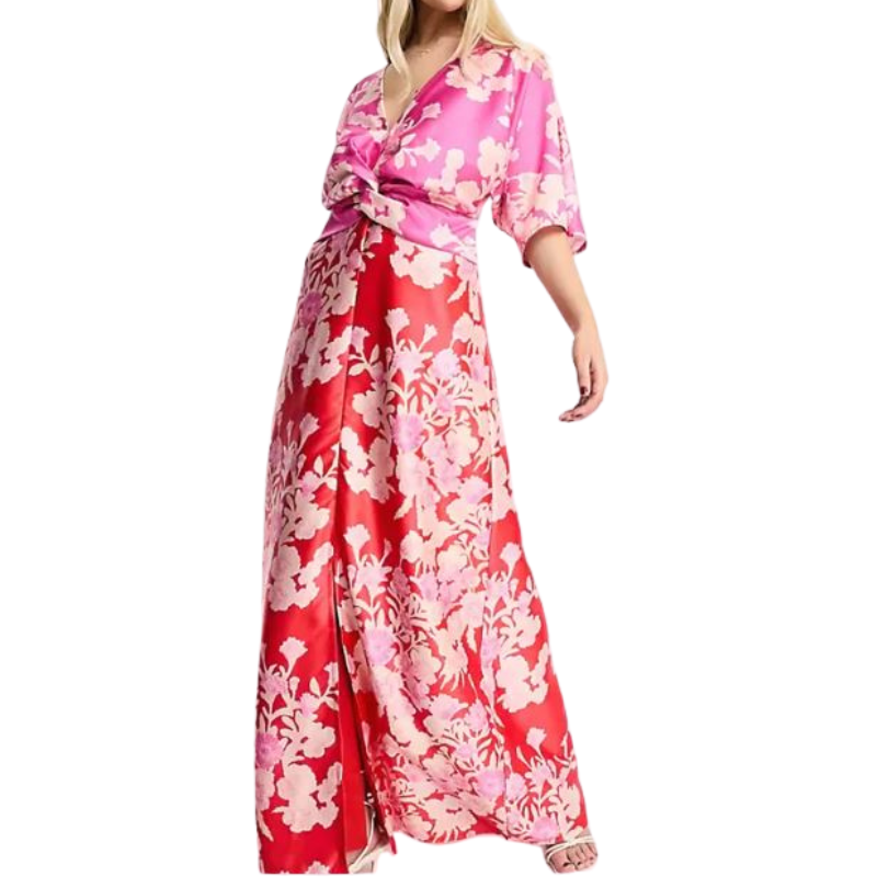 NEW Hope & Ivy kimono sleeve contrast floral maxi dress , size 16