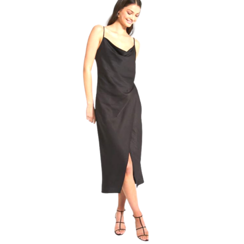 Black silky slip/cocktail dress, size 14/16