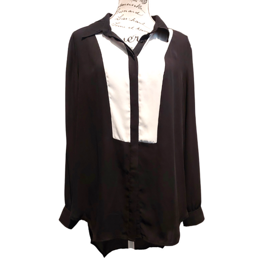 honey & beau black & white blouse size 16/18