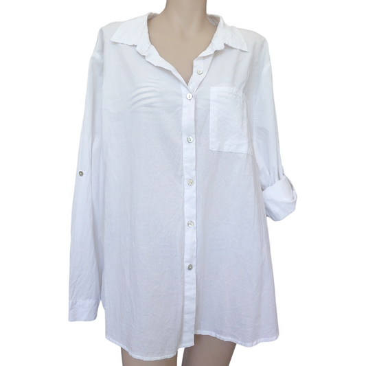 White cotton shirt/beach cover-up size 18/20