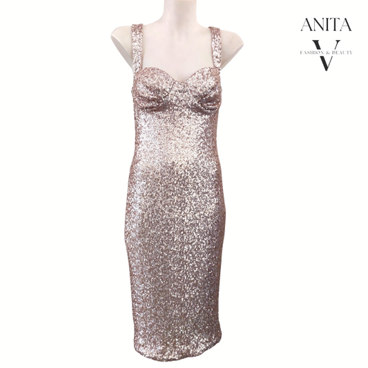 Champagne sequin dress, size 6-8