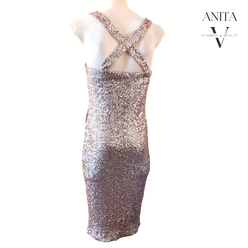 Champagne sequin dress, size 6-8