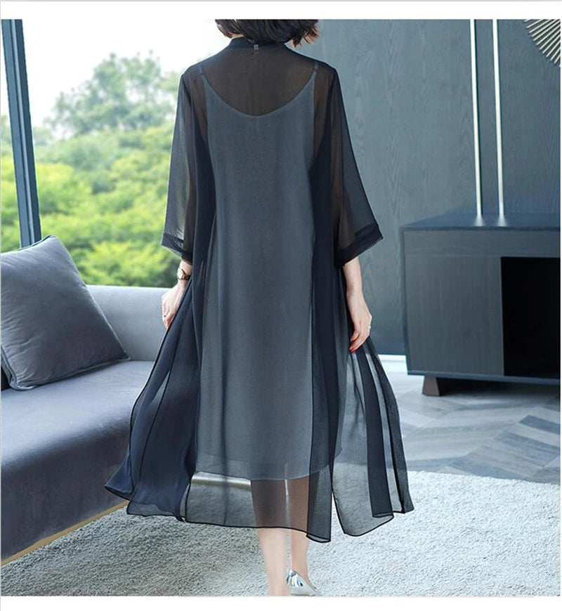 NEW navy chiffon layering coat, navy, NZ 12/14  in stock,  preorder other sizes & colours