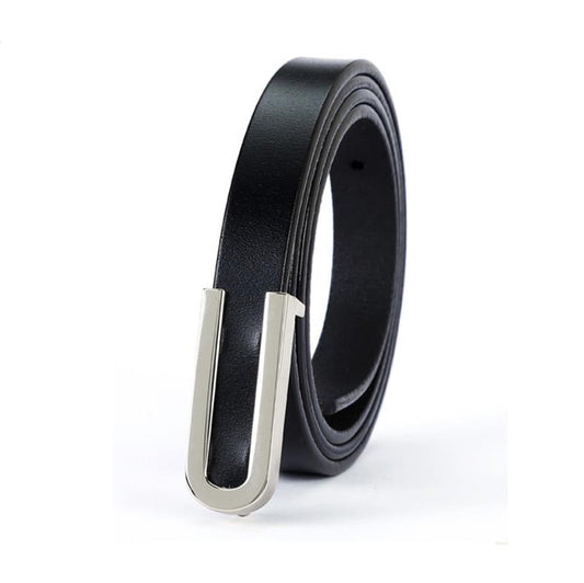 NEW leather adjustable thin belts-silver hardware (black, white, camel, brown)