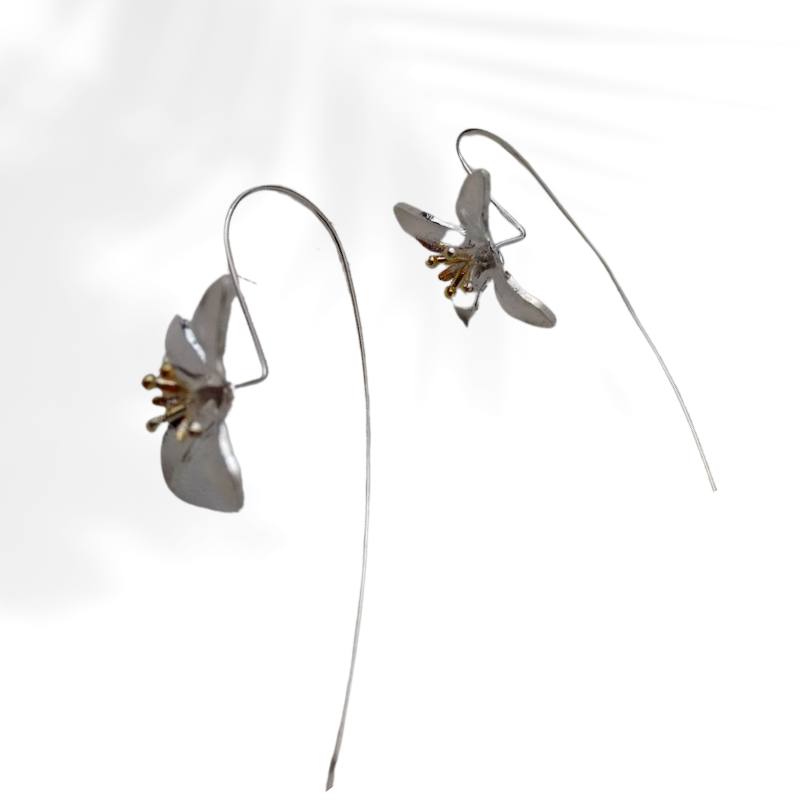 NEW sterling silver flower earrings, choice of two styles