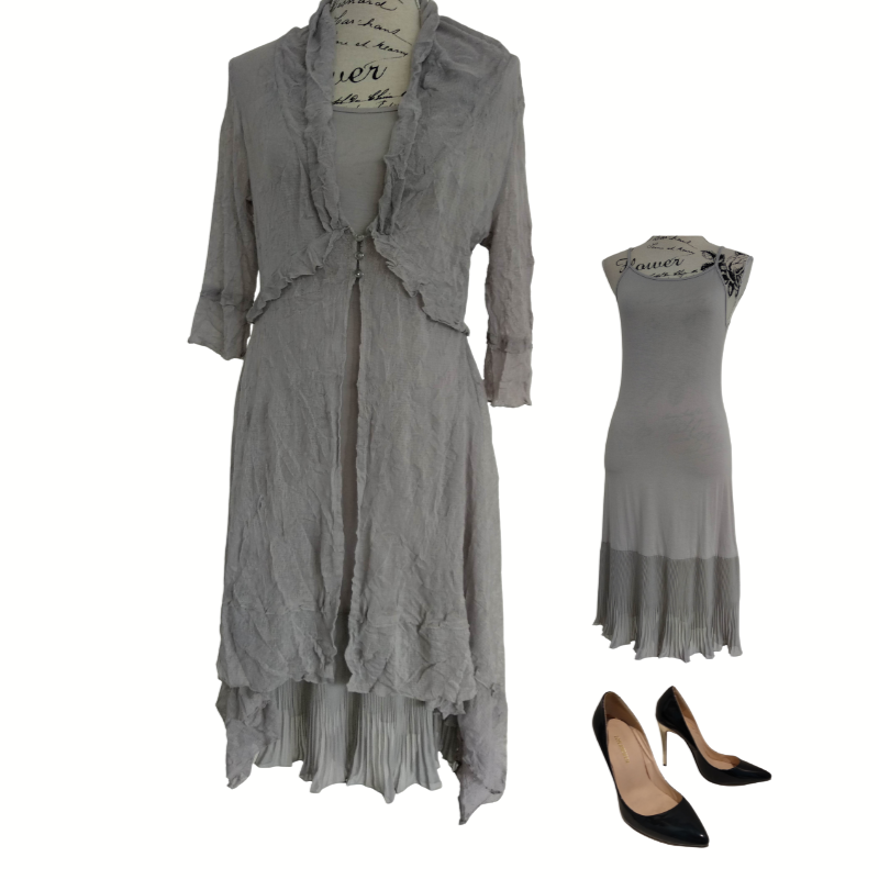 Jetblonde silver grey mesh coat & grey slip-10