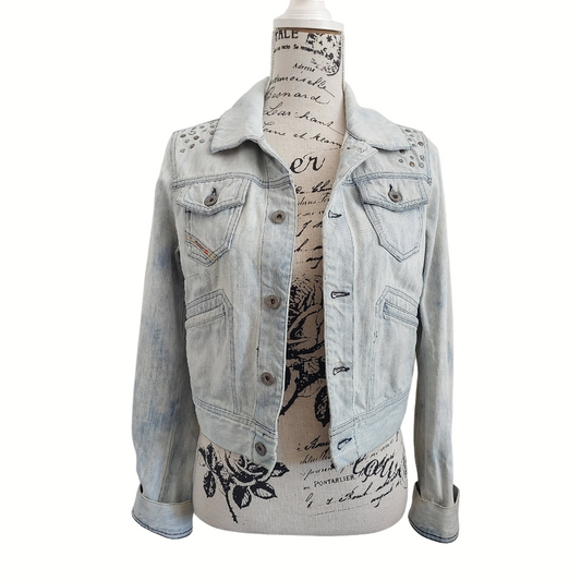 Diesel light blue denim jacket, size S, 8/10, retail $565
