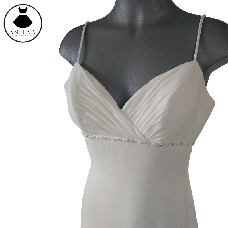 White wedding dress & shawl, size 6, rent $200