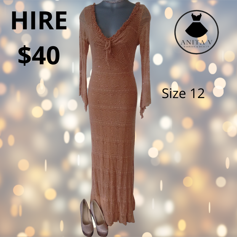 Forecast orange formal/ball dress, size 12, rent $40