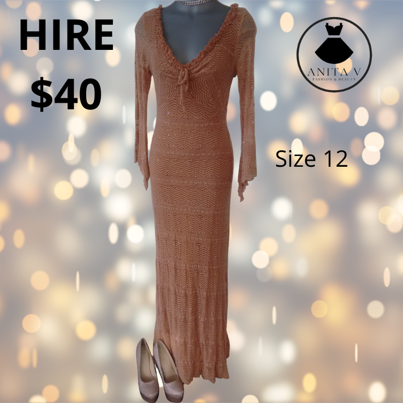 Forecast orange formal/ball dress, size 10-12, rent $40